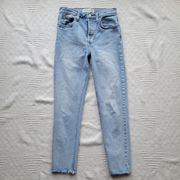 Denim Forum, The Yoko High Rise Slim 28L Organic Cotton Casual Jeans- Light Wash - Picture 1 of 9